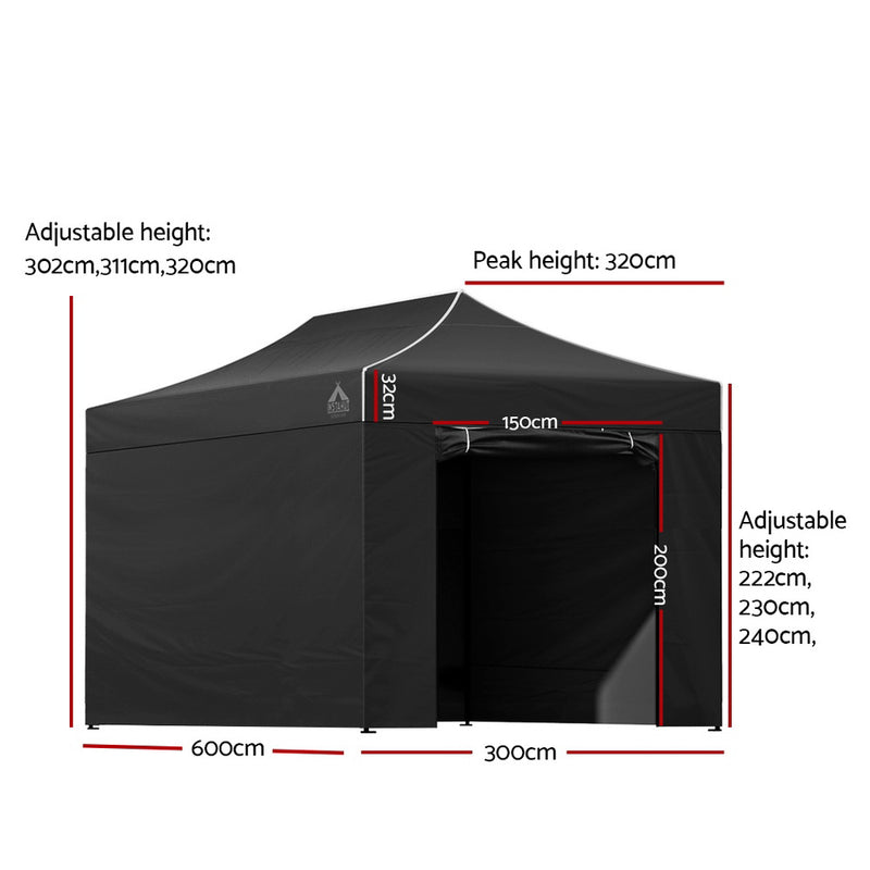 Instahut 3x6 Pop Up Marquee Tent Black