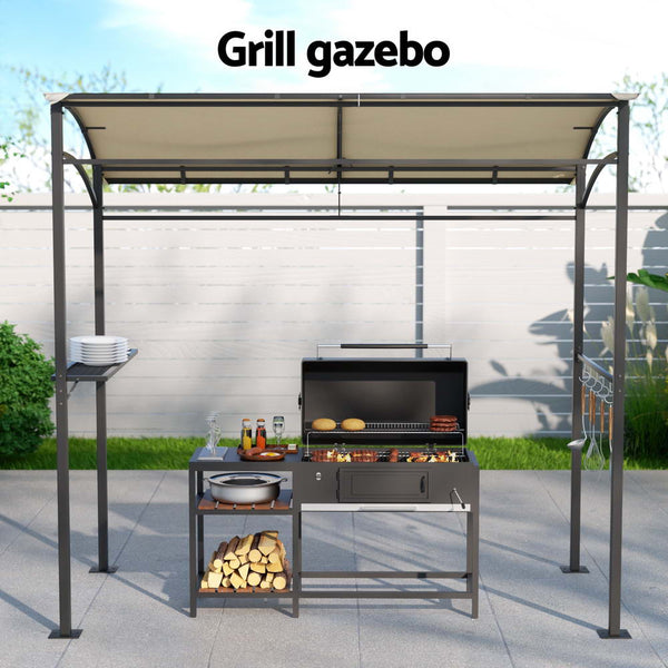 Instahut Gazebo – Outdoor BBQ Grill Patio Garden Marquee Shade Shelter (Beige)