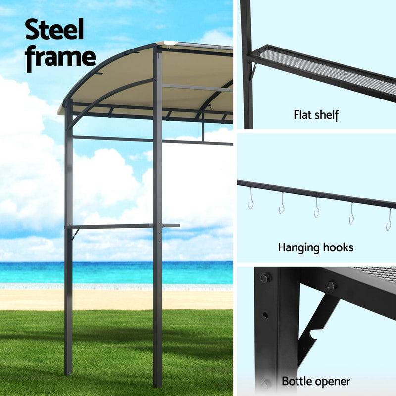 Instahut Gazebo – Outdoor BBQ Grill Patio Garden Marquee Shade Shelter (Beige)