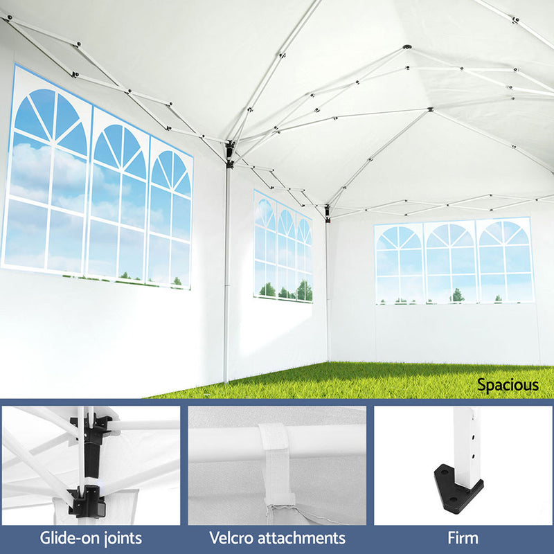 Instahut 3x6m Pop Up Gazebo with Side Walls White