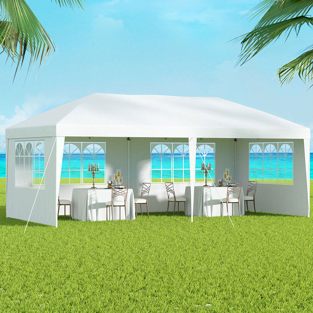 Instahut 3x6m Pop Up Gazebo with Side Walls White
