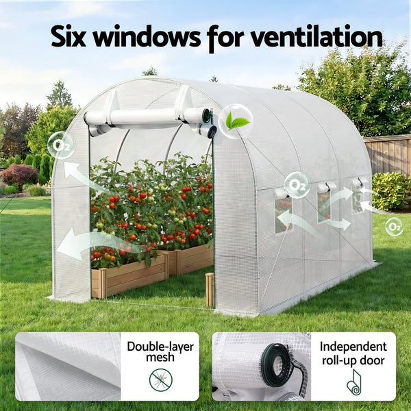 Green Fingers Walk-In Greenhouse 3×2×2 m – White