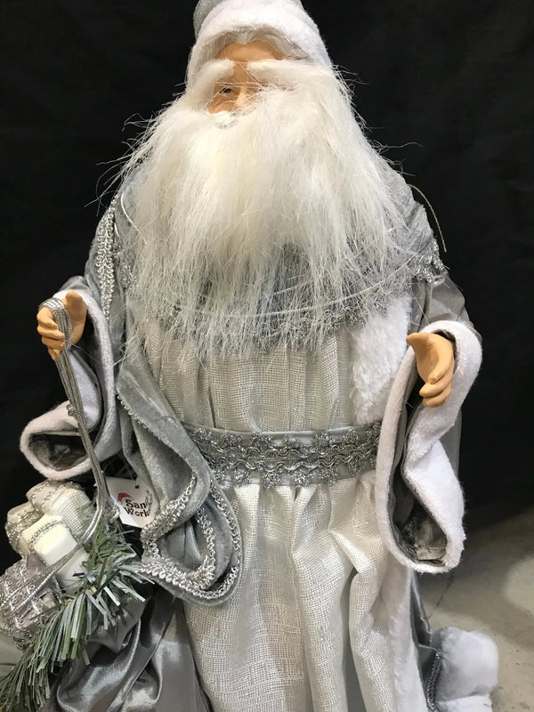 Grey & White Standing Santa – 55cm