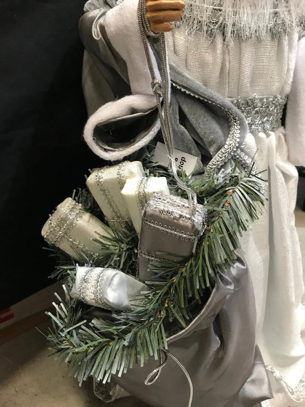 Grey & White Standing Santa – 55cm