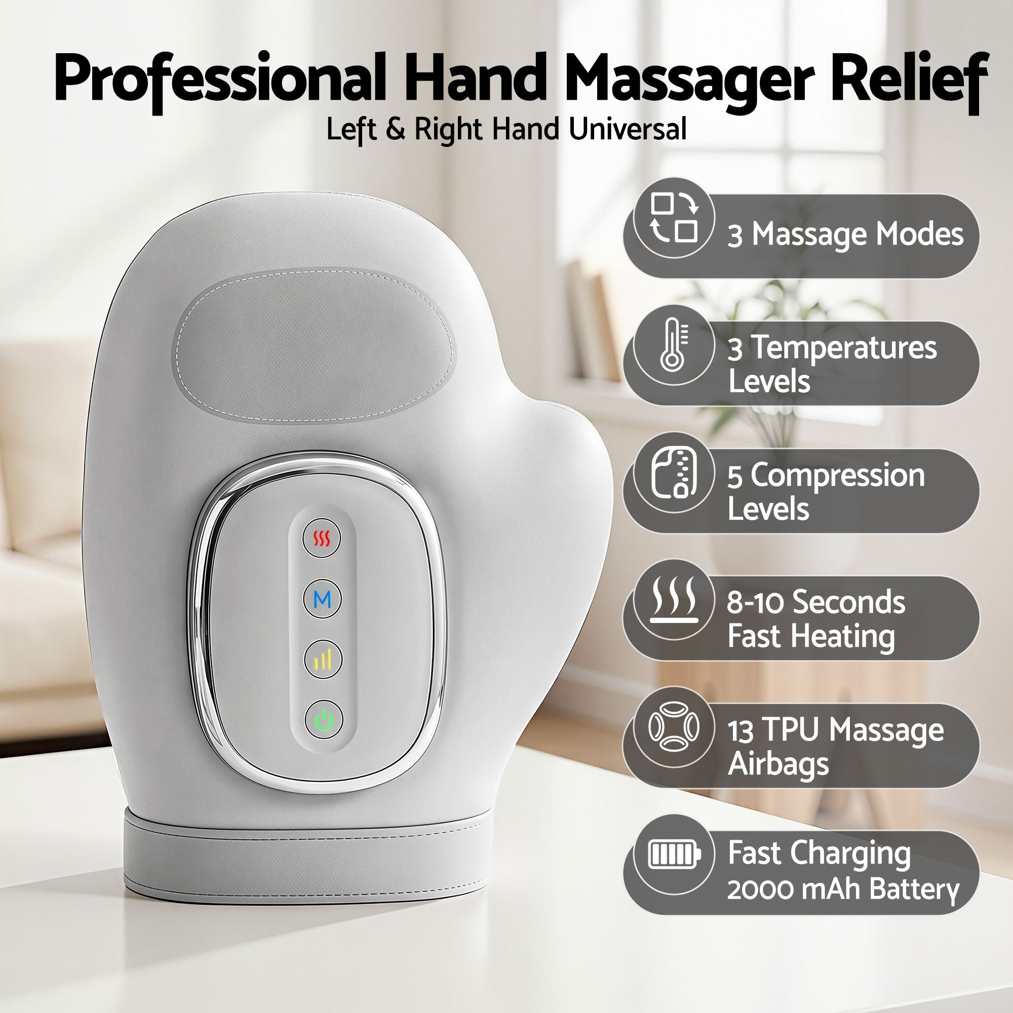 Livemor Hand Massager with Heat & Compression – Large Hand Chamber