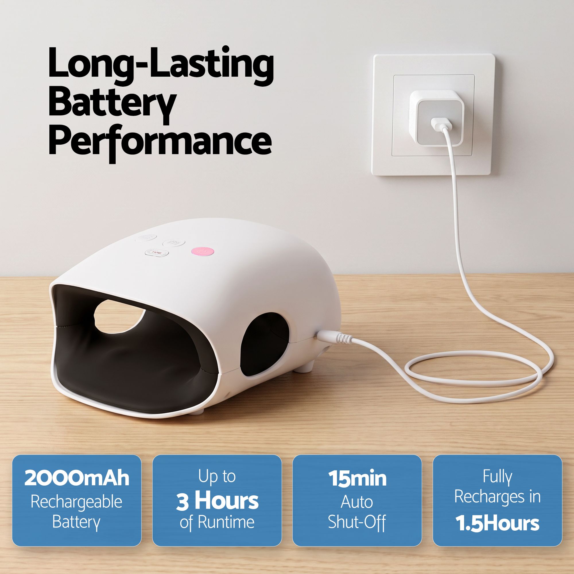 Livemor Cordless Hand Massager with Heat & Compression – 3 Modes, 3 Heat Levels