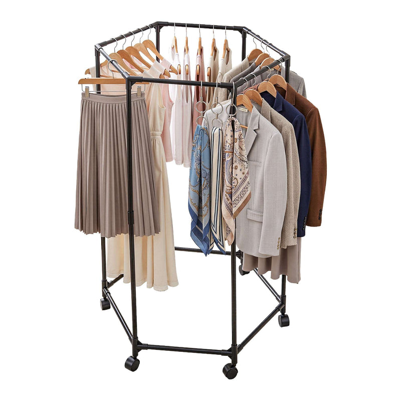 Artiss 6 Rod Rolling Clothes Rack Airer with Wheels