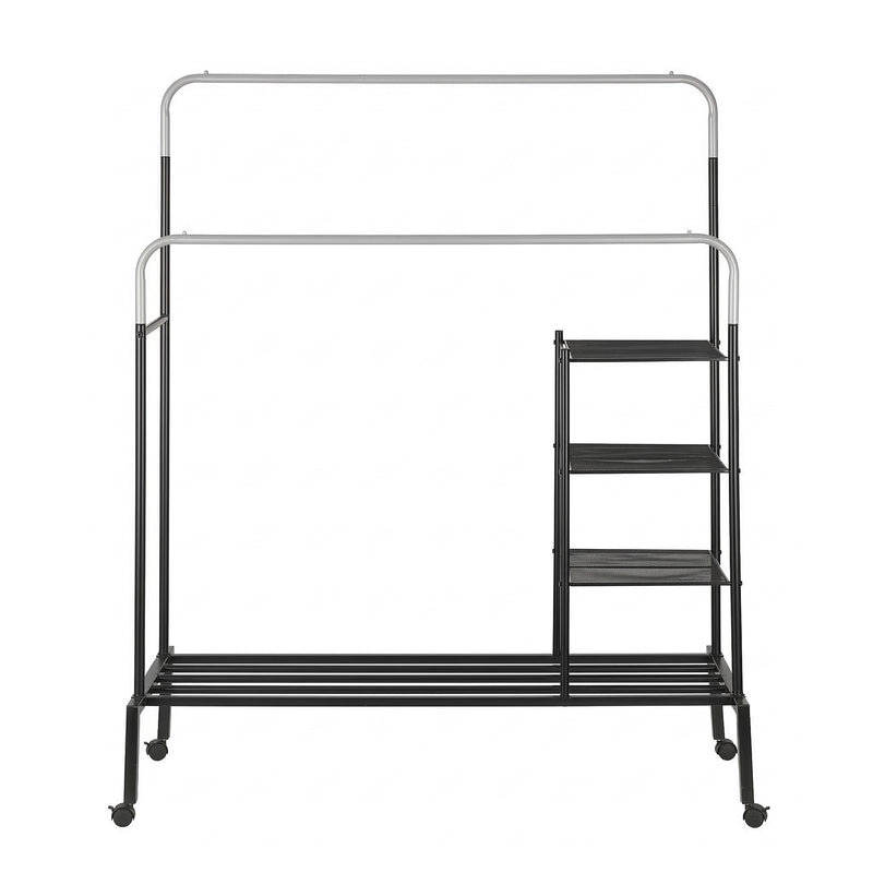 Artiss Double Rod Clothes Rack with Shelf