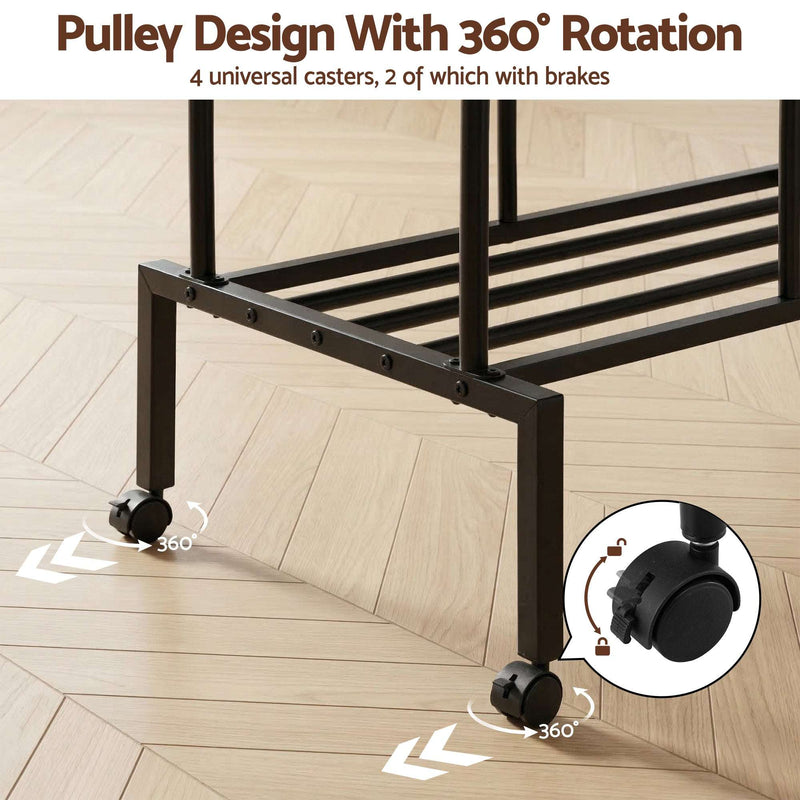 Artiss Double Rod Clothes Rack with Shelf
