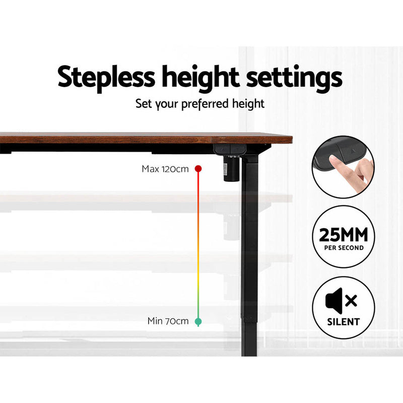 120cm Motorised Standing Desk – Rustic Brown