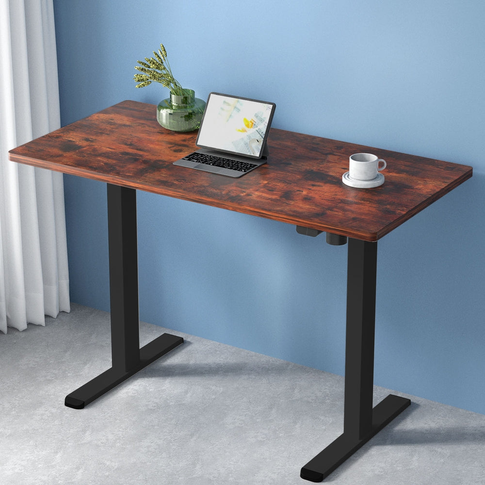 120cm Motorised Standing Desk – Rustic Brown