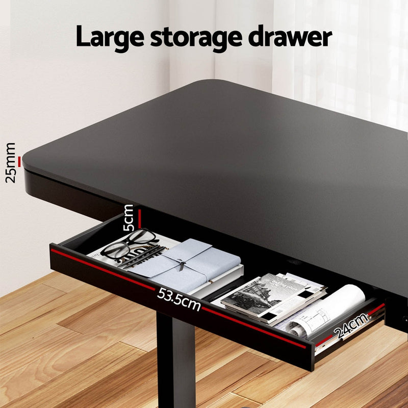 Motorised Electric Standing Desk with Drawer – 120CM Black