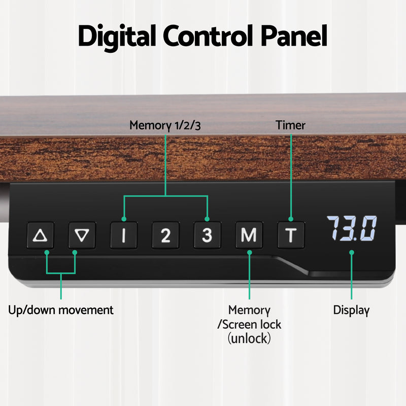 Artiss Motorised 120 cm Rustic Brown Standing Desk