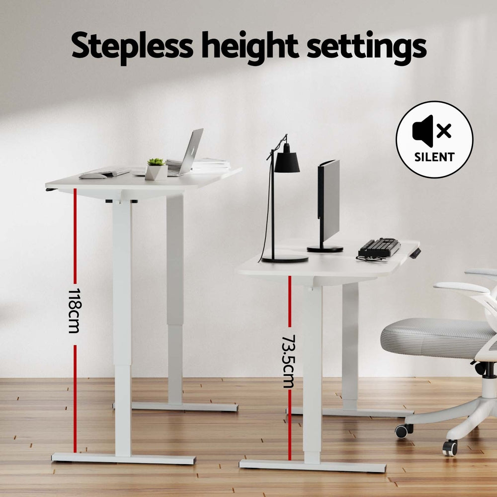 Electric Standing Desk – 140CM Adjustable Height Motorised Home Office Desk (White)