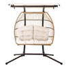 Gardeon 2-Seater Egg Swing Chair – Latte Wicker