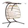 Gardeon 2-Seater Egg Swing Chair – Latte Wicker