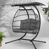Gardeon 2-Seater Egg Swing Chair – Grey Wicker