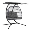 Gardeon 2-Seater Egg Swing Chair – Grey Wicker