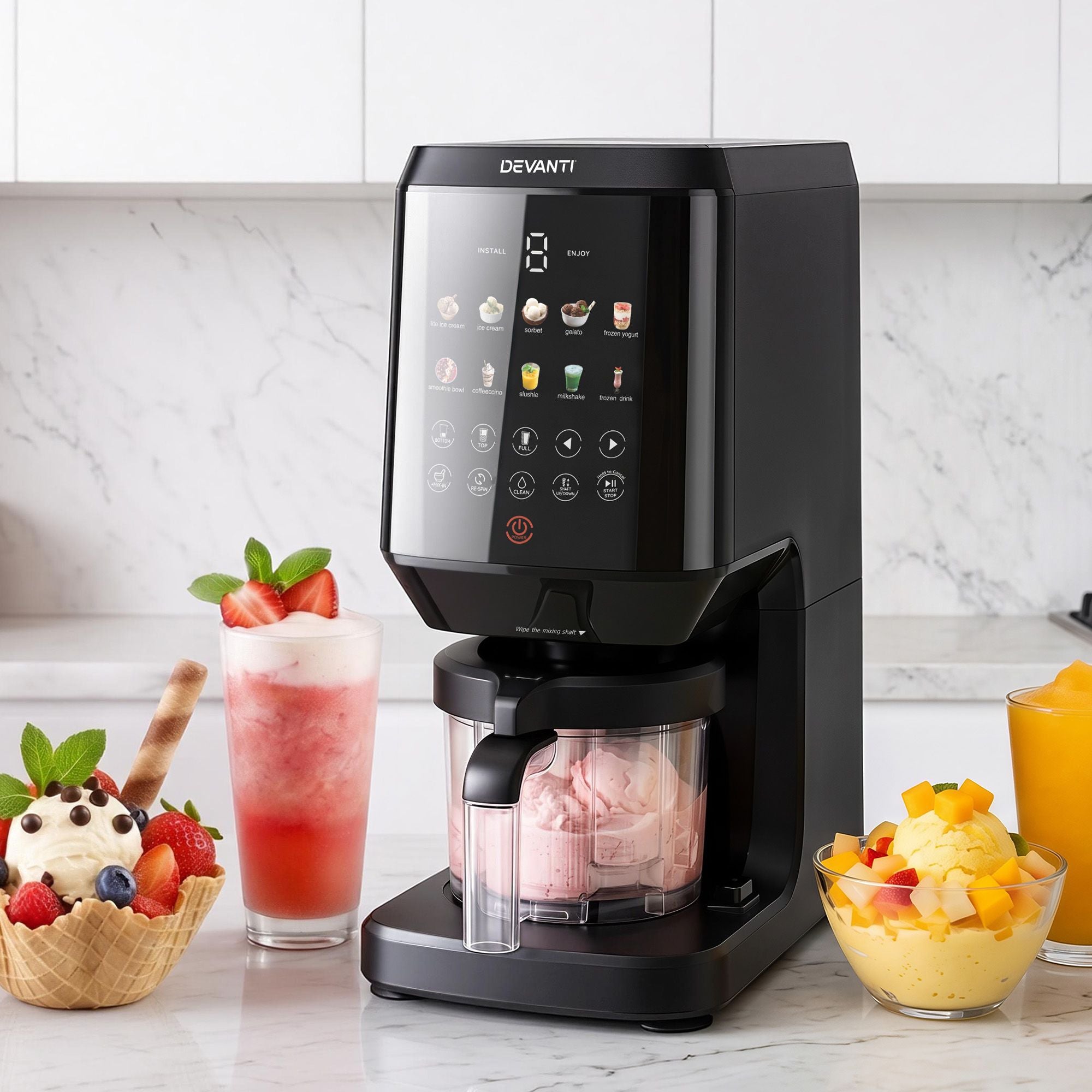 Devanti 10-in-1 Ice Cream Maker Machine – Gelato, Sorbet & Frozen Desserts