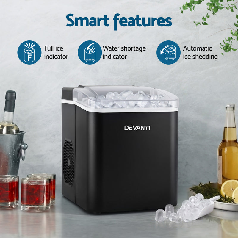 Devanti 12kg Countertop Ice Maker 1.2L Black