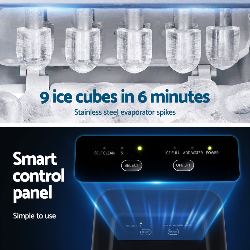 Devanti 12kg Countertop Ice Maker 1.2L Black