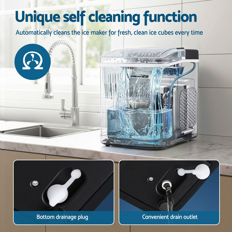 Devanti 12kg Countertop Ice Maker 1.2L Black