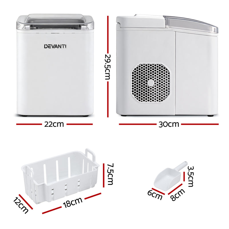 Devanti Portable Ice Maker 12kg – Self Cleaning