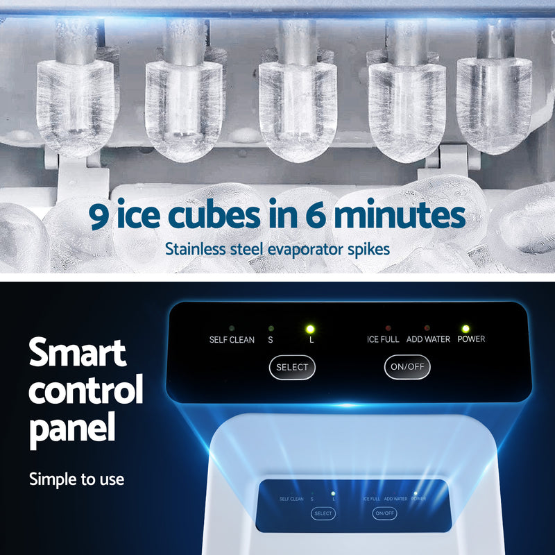 Devanti Portable Ice Maker 12kg – Self Cleaning