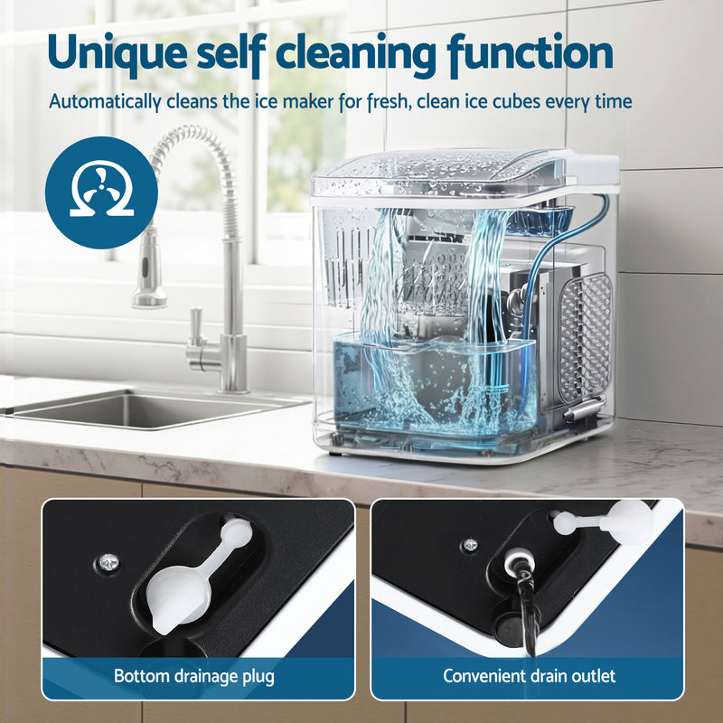 Devanti Portable Ice Maker 12kg – Self Cleaning