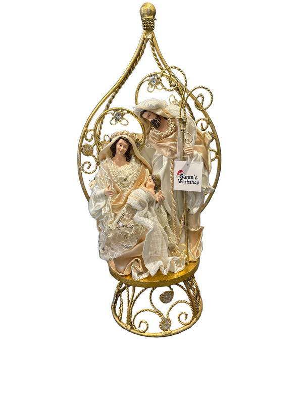 45cm Gold & White Holy Family Nativity Set with Three Wise Men