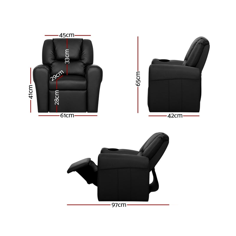 Keezi Kids PU Leather Recliner Armchair – Black