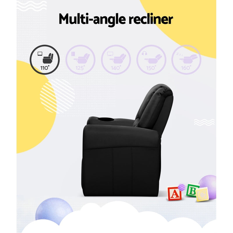 Keezi Kids PU Leather Recliner Armchair – Black
