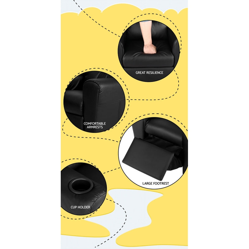 Keezi Kids PU Leather Recliner Armchair – Black