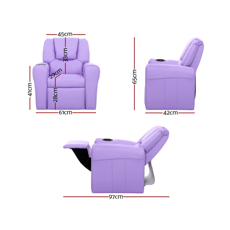 Keezi Kids PU Leather Recliner Armchair – Purple