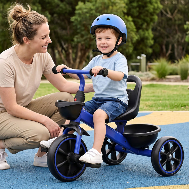 RIGO Kids Tricycle 3 Wheel Bike with Basket Blue 68cm