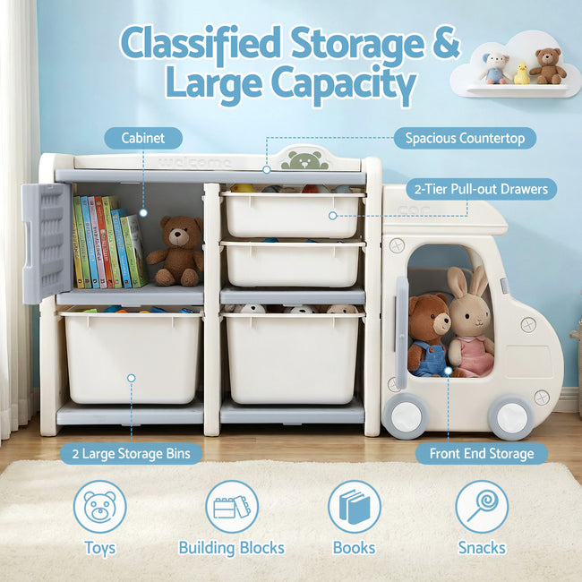 Keezi Kids Toy Storage Organizer with Bins – Car Design