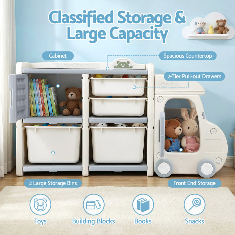 Keezi Kids Toy Storage Organizer with Bins – Car Design