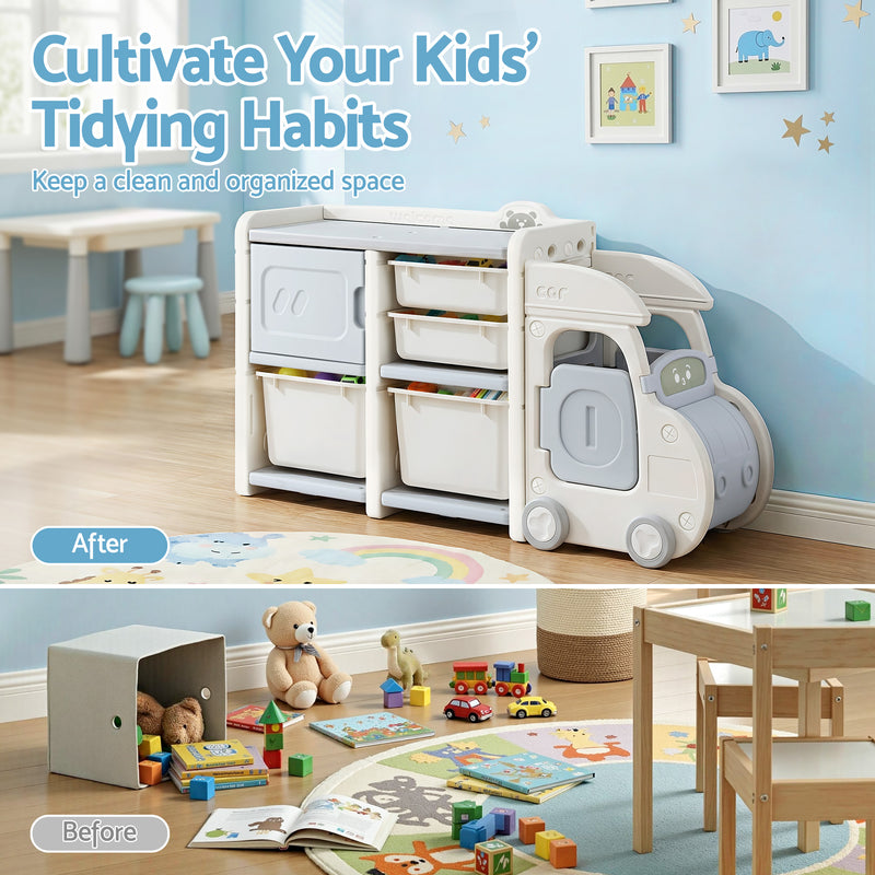 Keezi Kids Toy Storage Organizer with Bins – Car Design