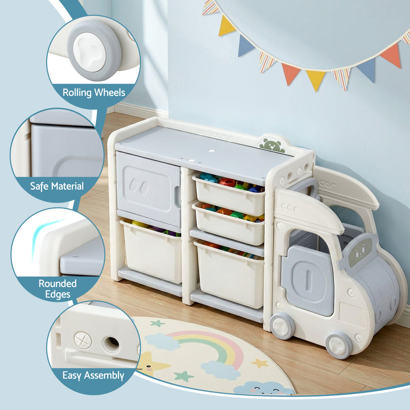 Keezi Kids Toy Storage Organizer with Bins – Car Design