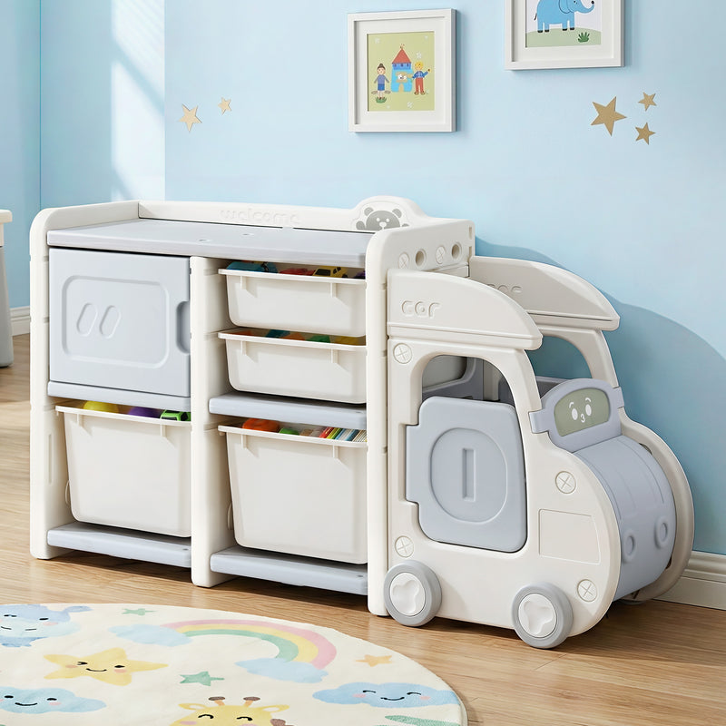 Keezi Kids Toy Storage Organizer with Bins – Car Design