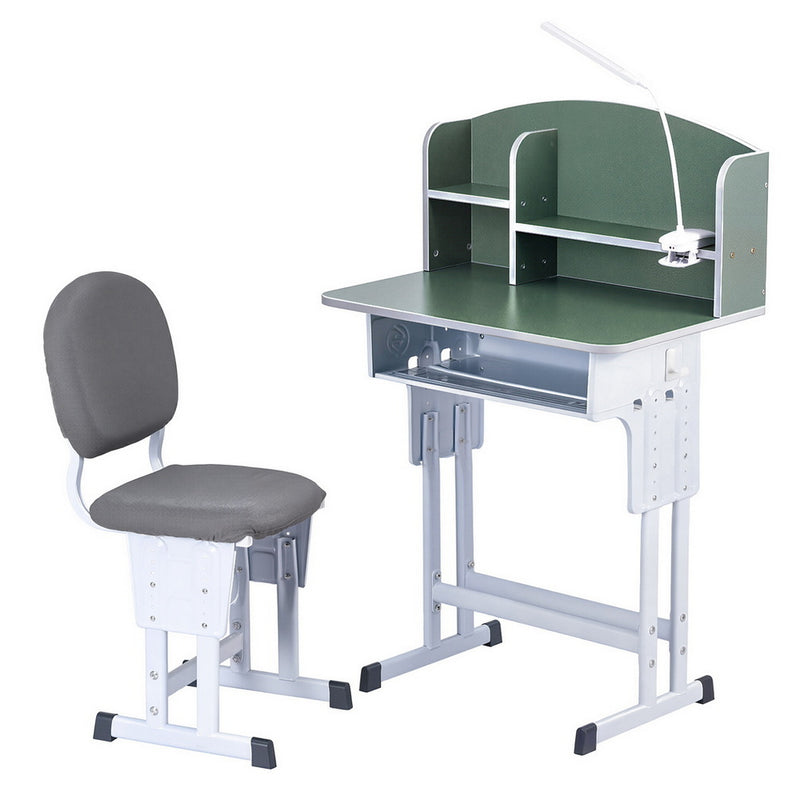 Keezi Kids Adjustable Study Desk with LED Lamp – Green