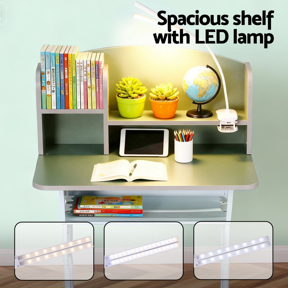 Keezi Kids Adjustable Study Desk with LED Lamp – Green