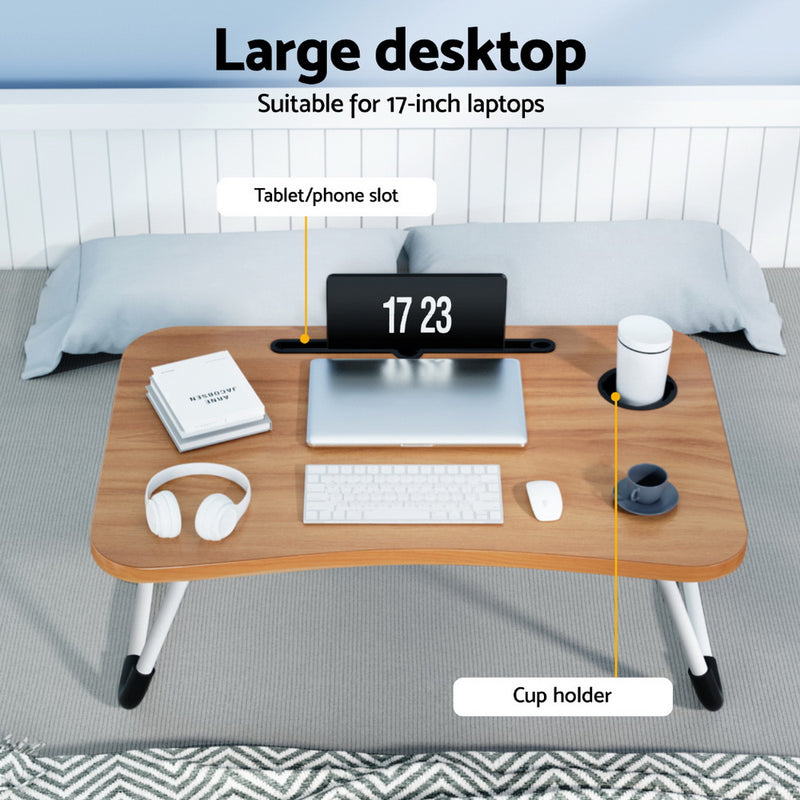 Foldable Adjustable Laptop Desk Tray - Oak