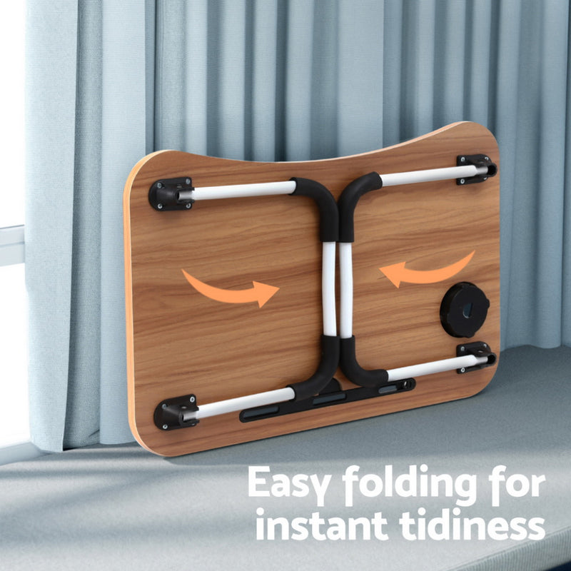 Foldable Adjustable Laptop Desk Tray - Oak