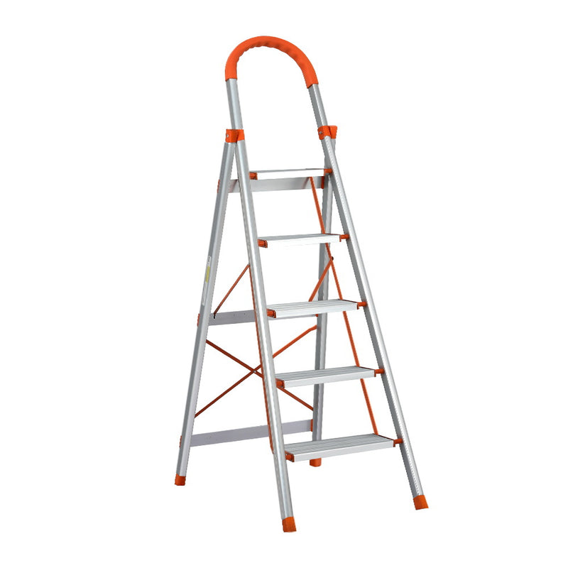 Giantz 5-Step Aluminium Folding Ladder – Lightweight, Non-Slip