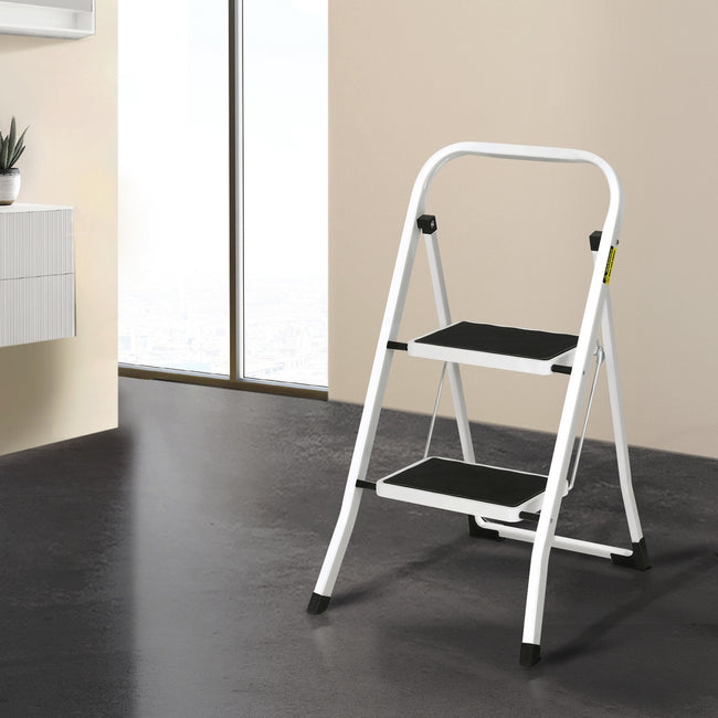 Giantz 2-Step Folding Steel Ladder – Lightweight