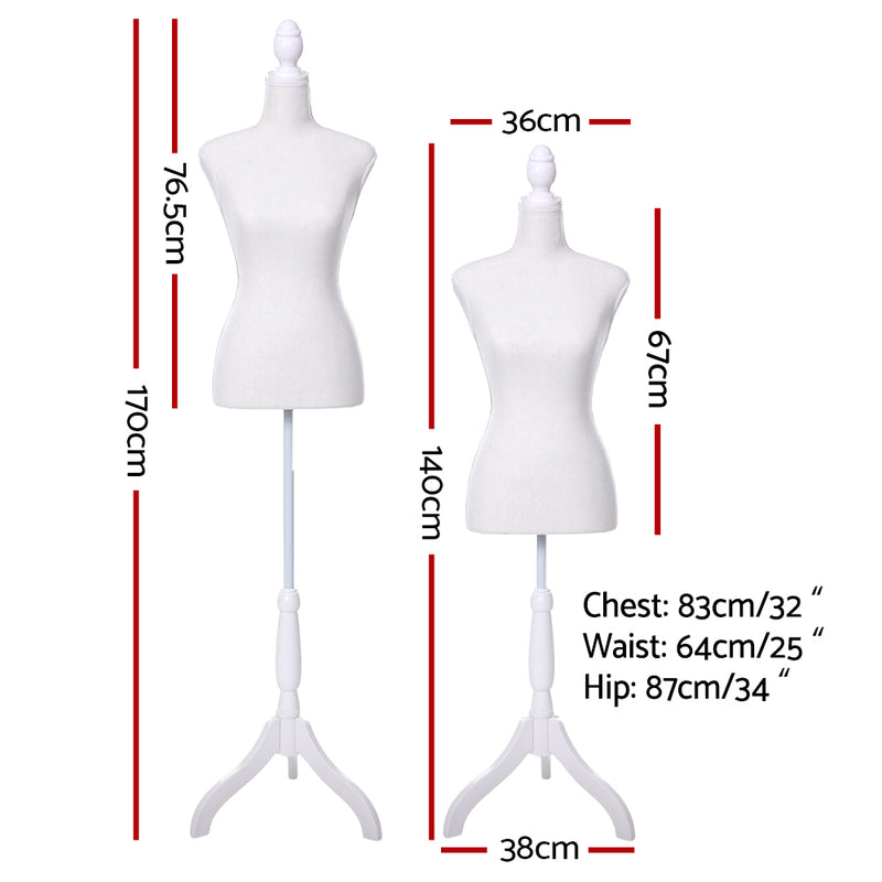 Female Mannequin 170cm – Dressmaker Clothes Display Torso White