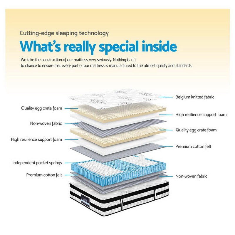 Giselle 34 cm Euro Top Pocket Spring Mattress – King Single