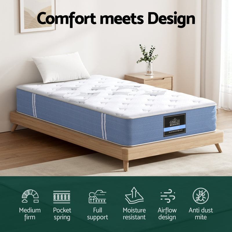 Giselle 25 cm King Single Pocket-Spring Mattress