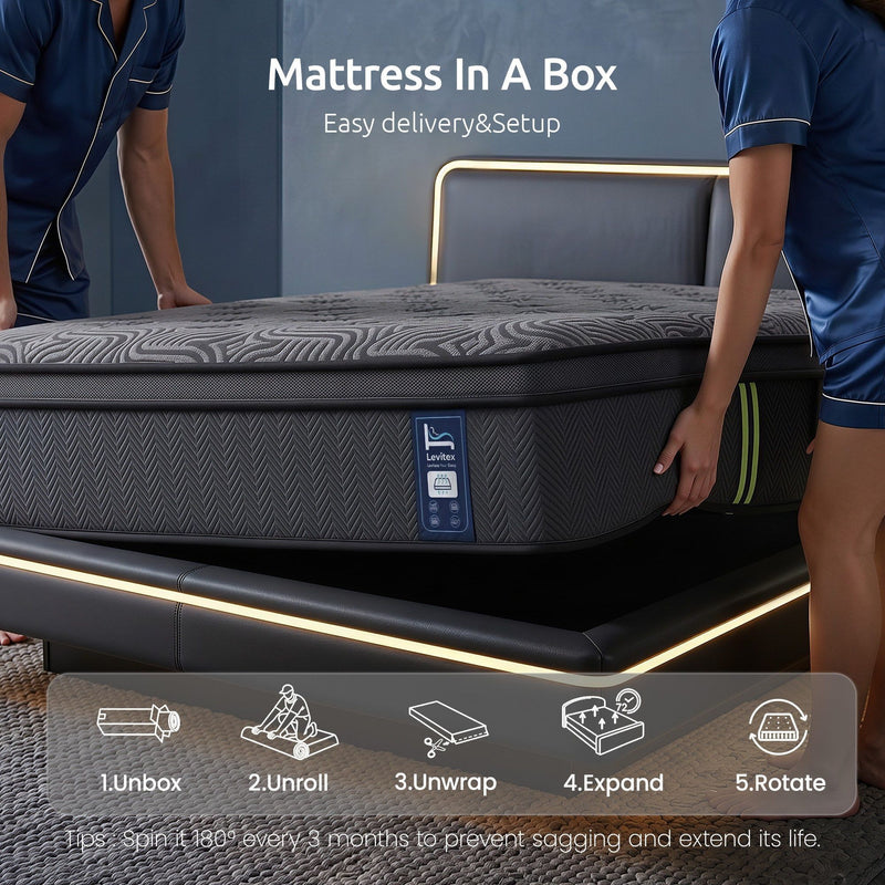 Levitex 34cm Hybrid Pocket Spring Mattress – King